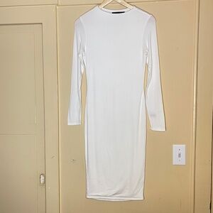 Naked Wardrobe White Long Sleeve Dress